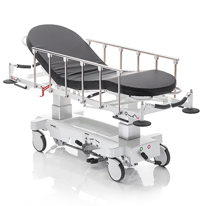 STRX2 H4 PK Štiridelni stretcher X2, širine 74 cm, s petim kolesom in zložljivimi ročaji za vodenje